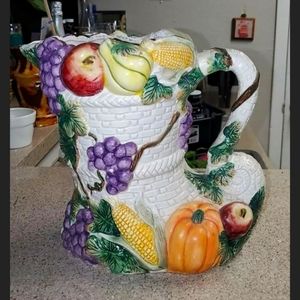 Fitz & Floyd Fruit Fair Vegetables Cornucopia Centerpiece Vase Vintage